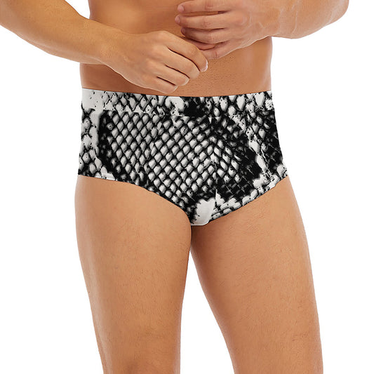 Black And White Snakeskin Print Men's Briefs