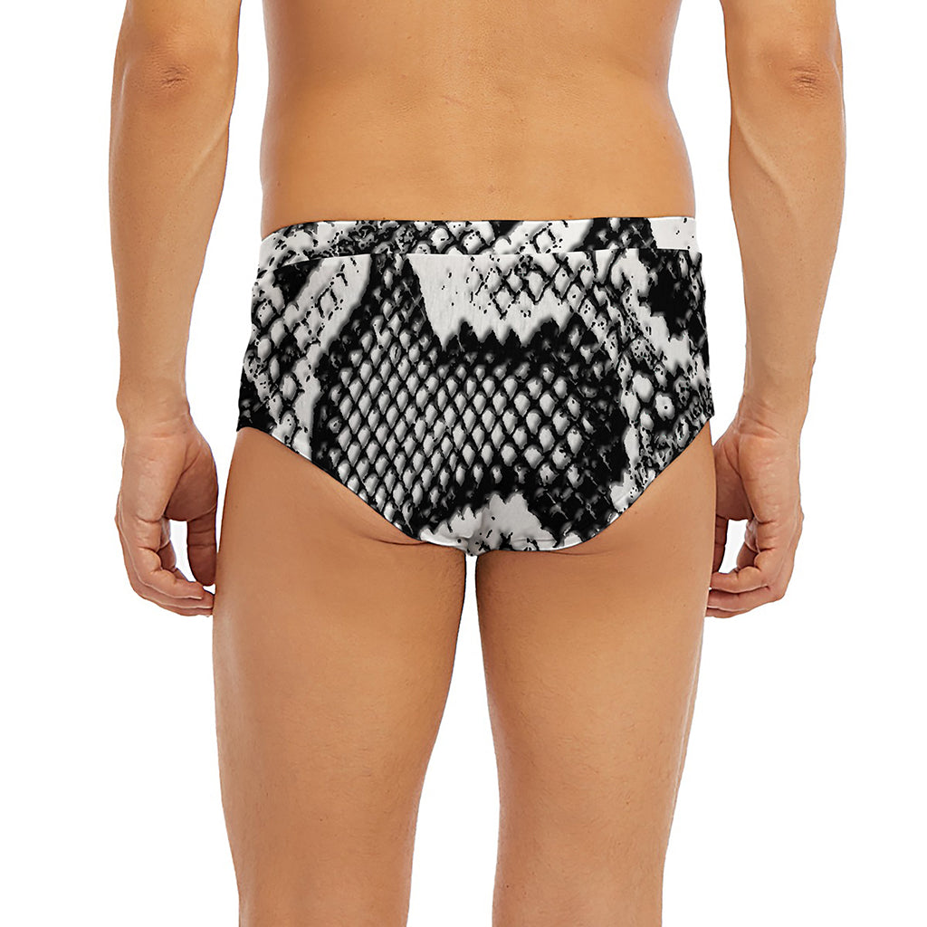 Black And White Snakeskin Print Men's Briefs