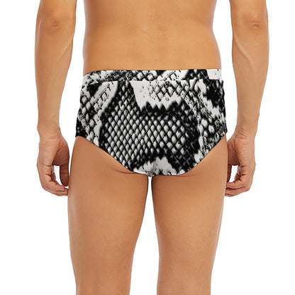 Black And White Snakeskin Print Men's Briefs