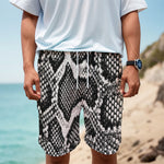 Black And White Snakeskin Print Men's Cargo Shorts