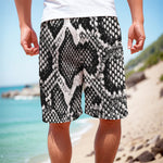 Black And White Snakeskin Print Men's Cargo Shorts