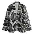 Black And White Snakeskin Print Men's Cotton Blazer