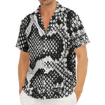 Black And White Snakeskin Print Men's Deep V-Neck Shirt