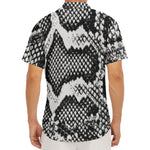 Black And White Snakeskin Print Men's Deep V-Neck Shirt