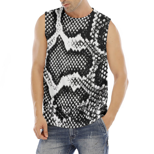 Black And White Snakeskin Print Men's Fitness Tank Top