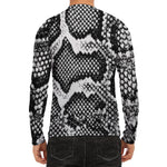 Black And White Snakeskin Print Men's Long Sleeve Rash Guard