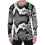 Black And White Snakeskin Print Men's Long Sleeve T-Shirt