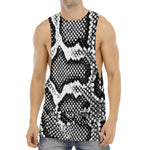 Black And White Snakeskin Print Men's Muscle Tank Top