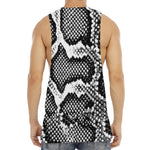 Black And White Snakeskin Print Men's Muscle Tank Top