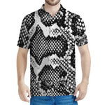 Black And White Snakeskin Print Men's Polo Shirt