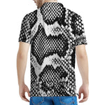 Black And White Snakeskin Print Men's Polo Shirt