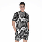 Black And White Snakeskin Print Men's Rompers