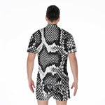 Black And White Snakeskin Print Men's Rompers