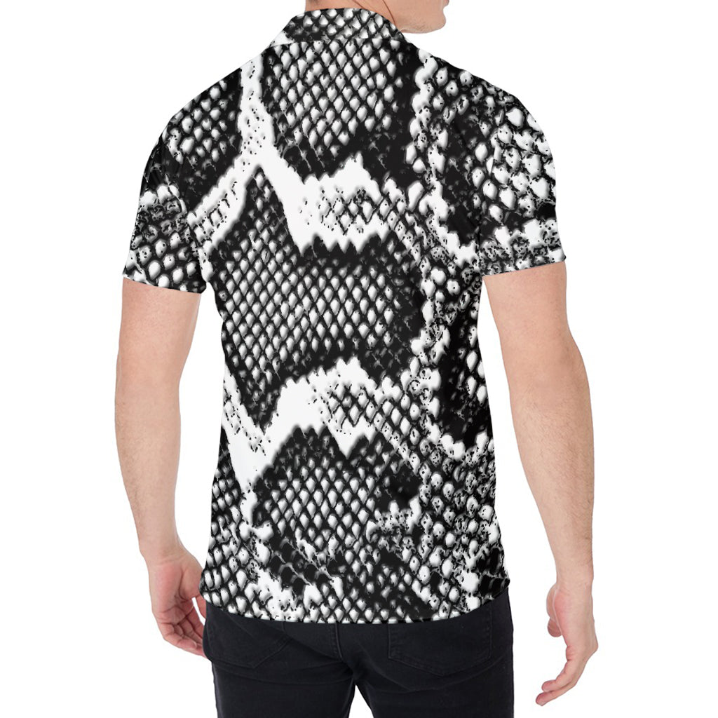 Black And White Snakeskin Print Men's Shirt