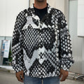 Black And White Snakeskin Print Men's Shirt Jacket