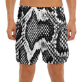 Black And White Snakeskin Print Men's Split Running Shorts