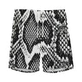 Black And White Snakeskin Print Men's Athletic Shorts