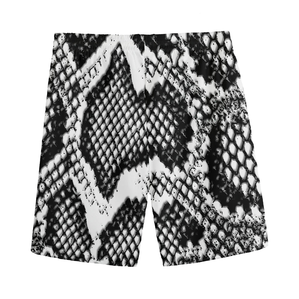 Black And White Snakeskin Print Men's Sports Shorts