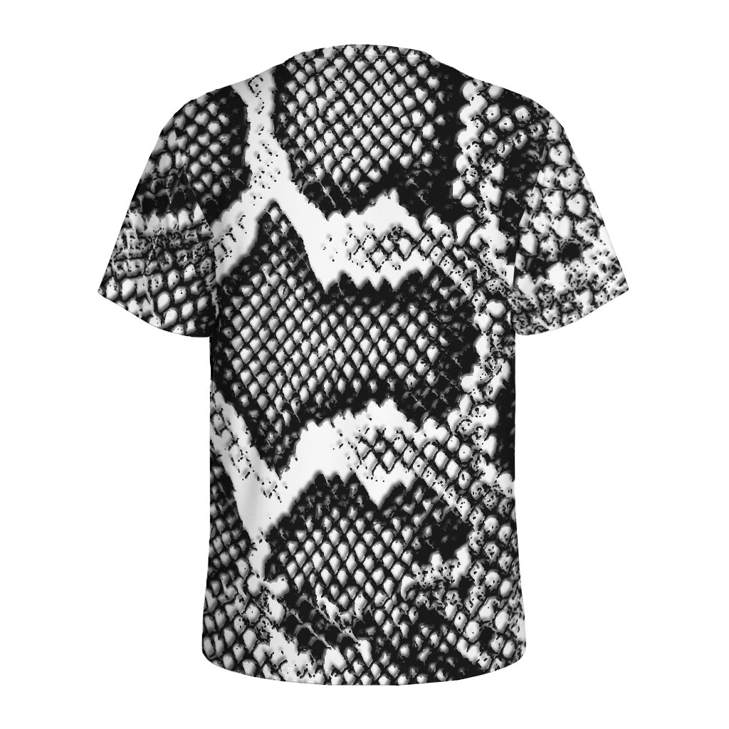 Black And White Snakeskin Print Men's Sports T-Shirt