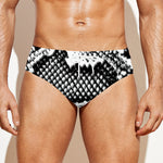 Black And White Snakeskin Print Men's Swim Briefs