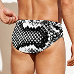Black And White Snakeskin Print Men's Swim Briefs
