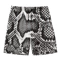 Black And White Snakeskin Print Men's Swim Trunks
