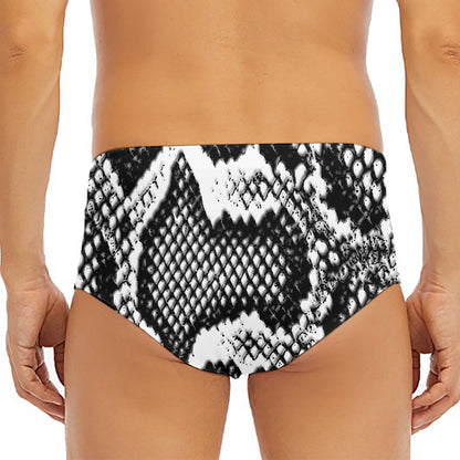 Black And White Snakeskin Print Men's Triangle Swim Briefs