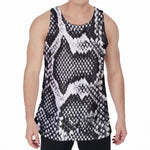 Black And White Snakeskin Print Men's Velvet Tank Top