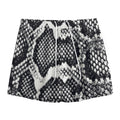 Black And White Snakeskin Print Mesh Shorts