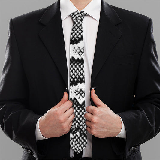 Black And White Snakeskin Print Necktie