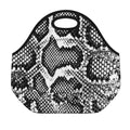 Black And White Snakeskin Print Neoprene Lunch Bag