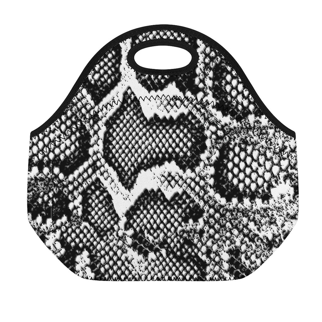 Black And White Snakeskin Print Neoprene Lunch Bag
