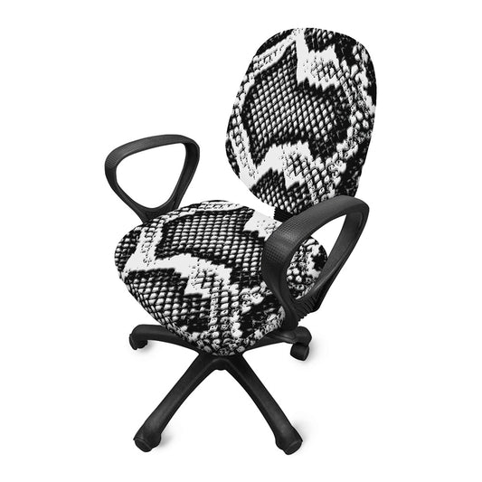 Black And White Snakeskin Print Office Chair Cover