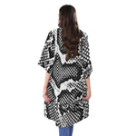 Black And White Snakeskin Print Open Front Beach Cover Up