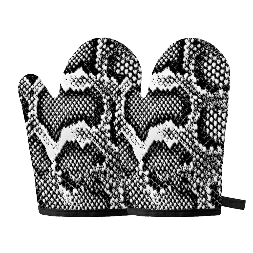Black And White Snakeskin Print Oven Mitts