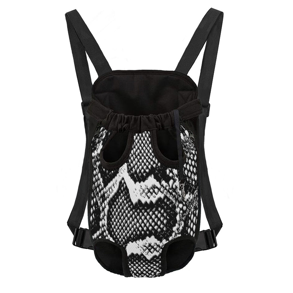 Black And White Snakeskin Print Pet Carrier Backpack