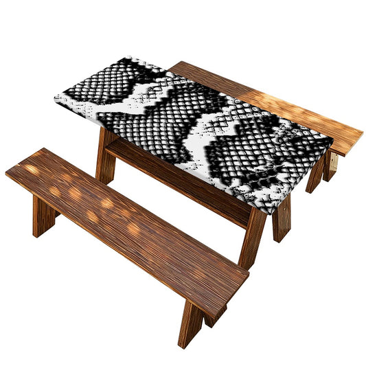 Black And White Snakeskin Print Picnic Table Cover