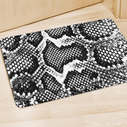 Black And White Snakeskin Print Polyester Doormat