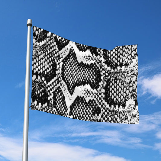 Black And White Snakeskin Print Polyester Flag