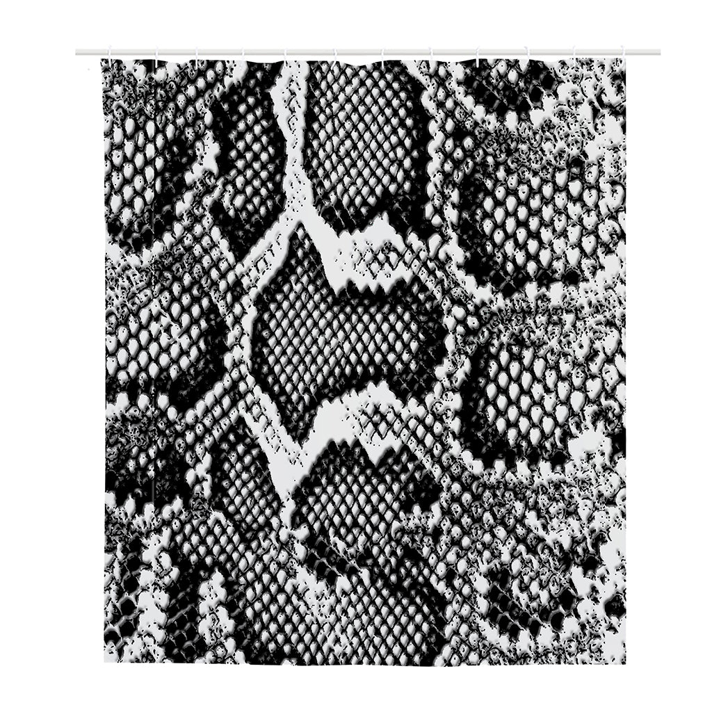 Black And White Snakeskin Print Polyester Shower Curtain