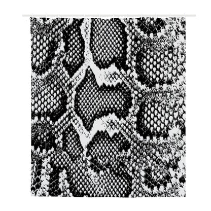 Black And White Snakeskin Print Polyester Shower Curtain