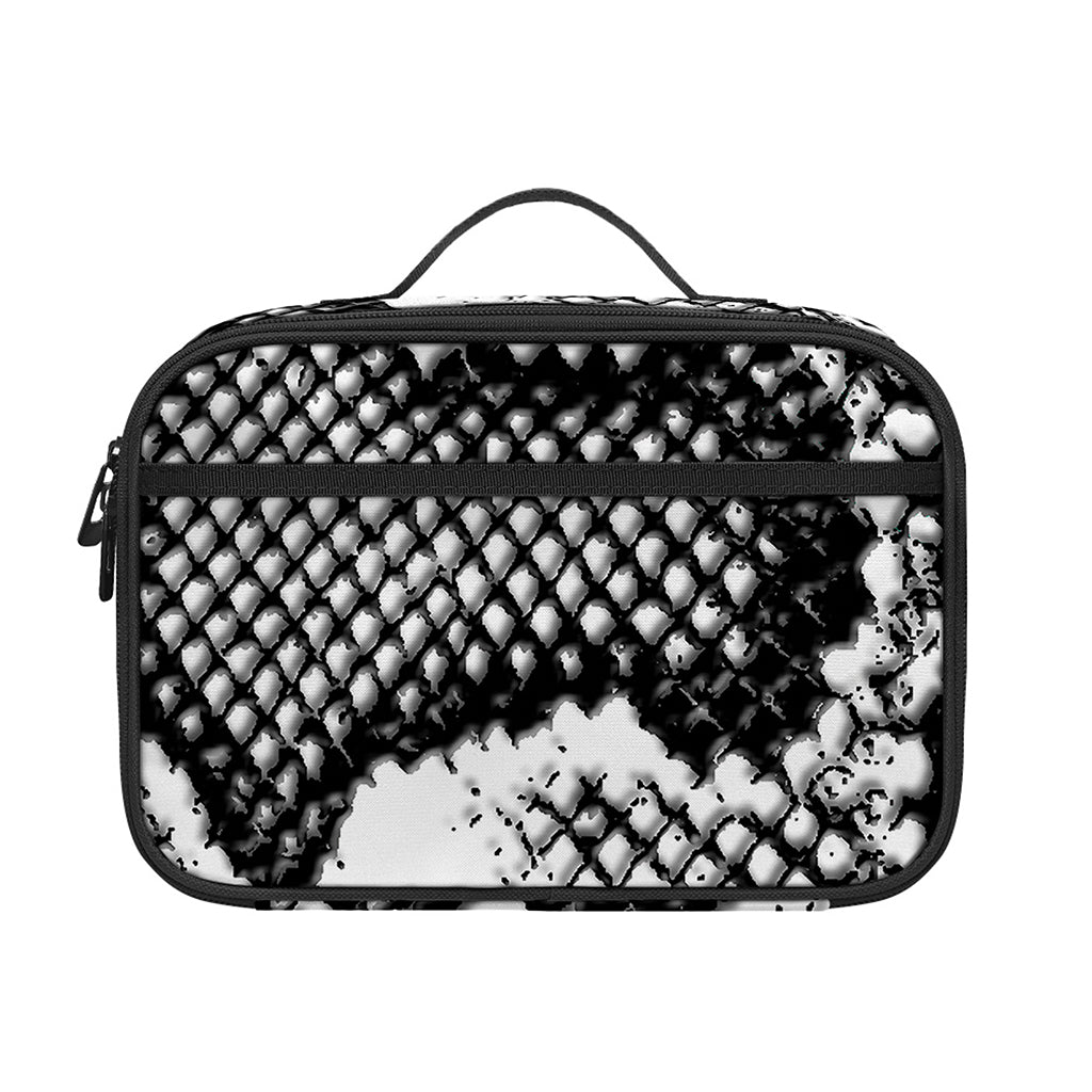 Black And White Snakeskin Print Portable Lunch Bag