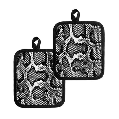 Black And White Snakeskin Print Pot Holders