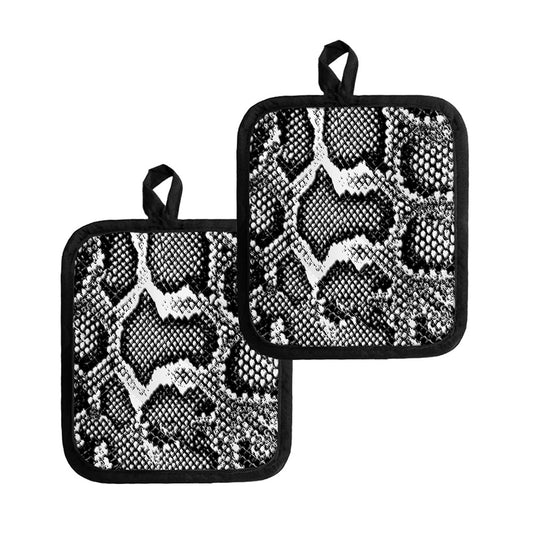 Black And White Snakeskin Print Pot Holders