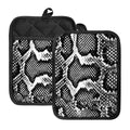 Black And White Snakeskin Print Pot Holders With Pocket