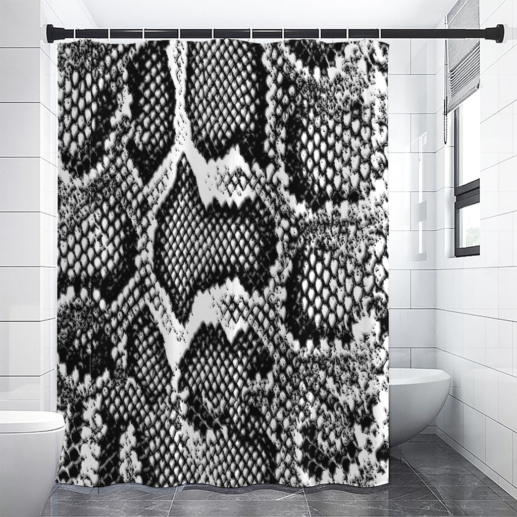 Black And White Snakeskin Print Premium Shower Curtain