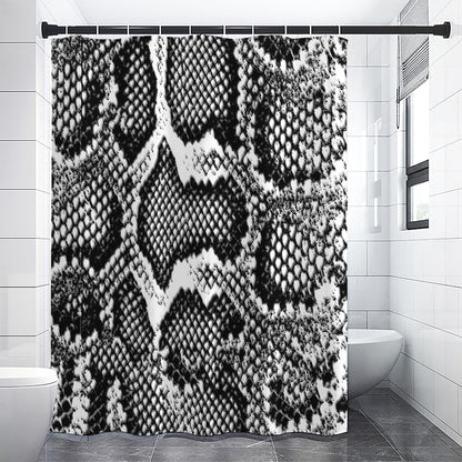 Black And White Snakeskin Print Premium Shower Curtain