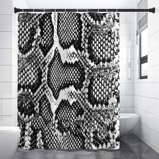 Black And White Snakeskin Print Premium Shower Curtain