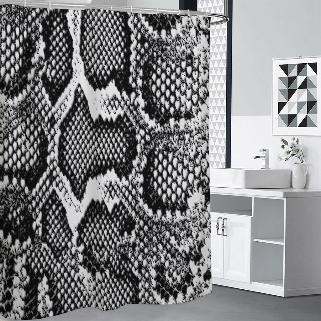 Black And White Snakeskin Print Premium Shower Curtain