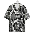 Black And White Snakeskin Print Rayon Hawaiian Shirt
